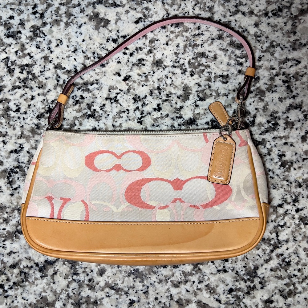 Y2K Coach Signature Demi Baguette Shoulder Bag- Pink